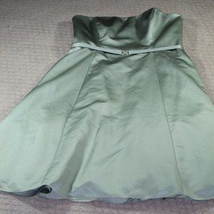 Michaelangelo Green Satin Midi Formal Dress